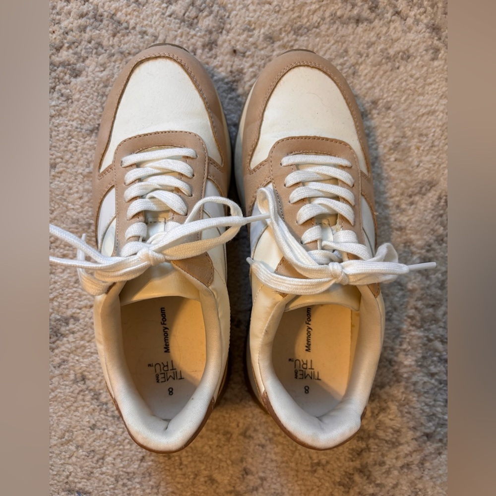Time and Tru Cream and Tan casual Sneakers Size 8